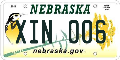 NE license plate XIN006