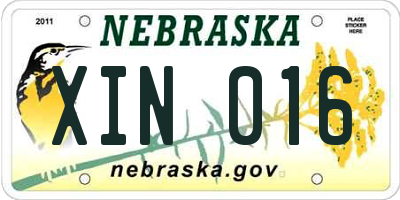 NE license plate XIN016