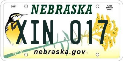 NE license plate XIN017