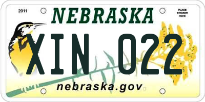 NE license plate XIN022