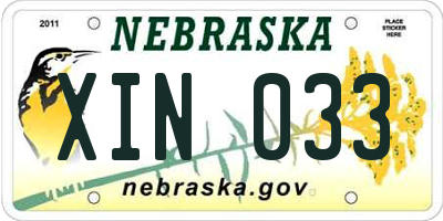 NE license plate XIN033