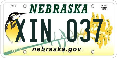 NE license plate XIN037