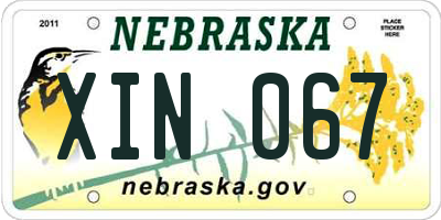 NE license plate XIN067