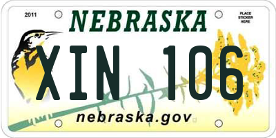 NE license plate XIN106