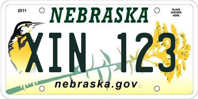 NE license plate XIN123