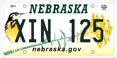 NE license plate XIN125