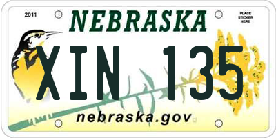 NE license plate XIN135