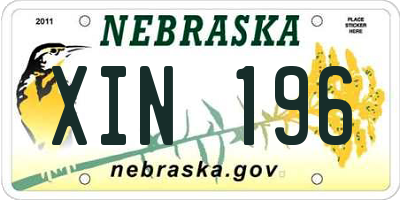 NE license plate XIN196