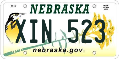 NE license plate XIN523