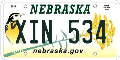 NE license plate XIN534