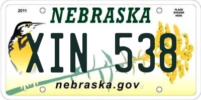 NE license plate XIN538
