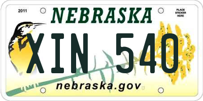 NE license plate XIN540