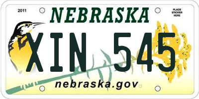 NE license plate XIN545