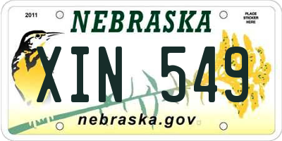 NE license plate XIN549