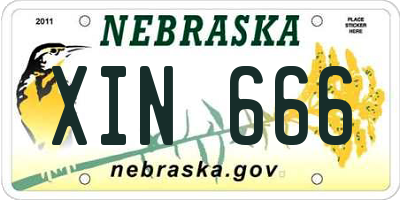 NE license plate XIN666
