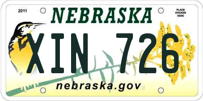 NE license plate XIN726