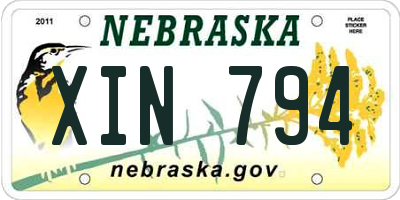 NE license plate XIN794