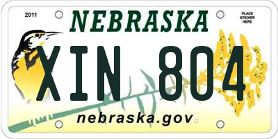 NE license plate XIN804