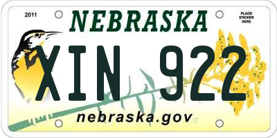 NE license plate XIN922
