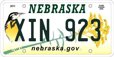 NE license plate XIN923