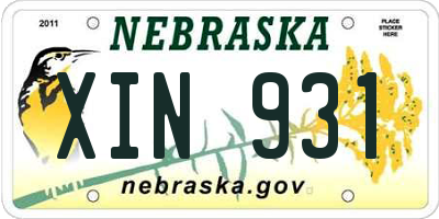 NE license plate XIN931