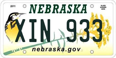 NE license plate XIN933