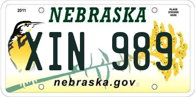 NE license plate XIN989