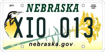 NE license plate XIO013