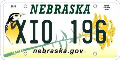 NE license plate XIO196