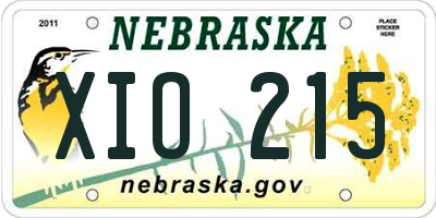 NE license plate XIO215