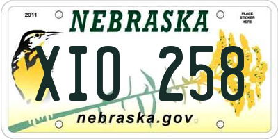 NE license plate XIO258