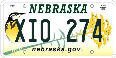 NE license plate XIO274