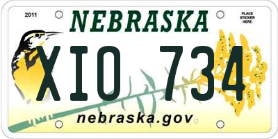 NE license plate XIO734