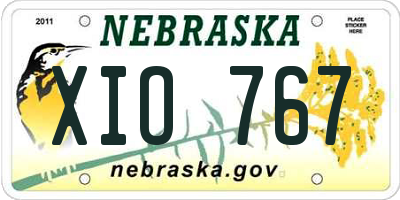 NE license plate XIO767
