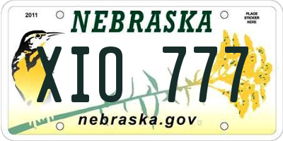 NE license plate XIO777