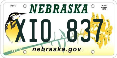 NE license plate XIO837