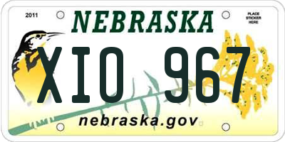 NE license plate XIO967