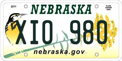 NE license plate XIO980