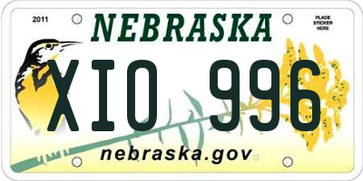 NE license plate XIO996