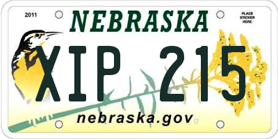 NE license plate XIP215