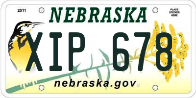 NE license plate XIP678