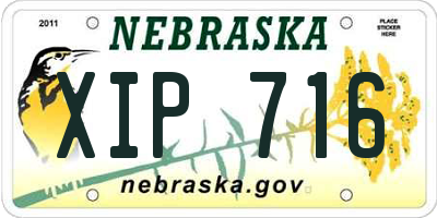 NE license plate XIP716