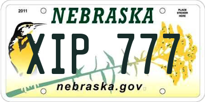 NE license plate XIP777