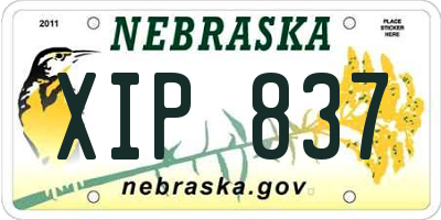 NE license plate XIP837