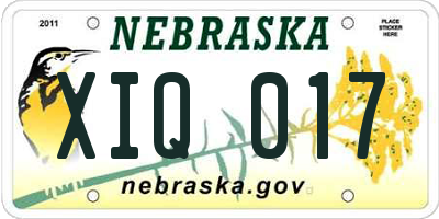 NE license plate XIQ017