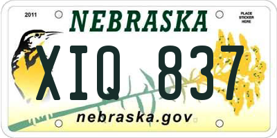 NE license plate XIQ837