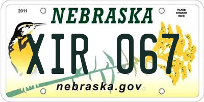 NE license plate XIR067