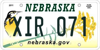 NE license plate XIR071