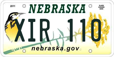 NE license plate XIR110