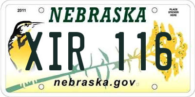 NE license plate XIR116